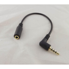 PER 10 pezzi Cavo adattatore convertitore da 3,5 mm maschio-4 poli ad angolo retto a femmina con audio DC stereo, lunghezza 15 cm