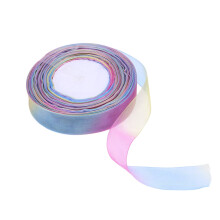 50 yards (ca. 45 meter) regenbooglint, 25 mm (ca. 5 mm) glinsterend, transparant organzalint voor het inpakken van cadeaus, knutselprojecten,