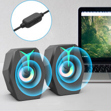 RGB bedrade USB-desktopluidspreker voor gaming, films en muziek - hoogwaardige stereo, geen vertraging, onafhankelijke bediening (zwart)