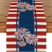 Bandera de mesa Lmueinov para el Día de la Independencia, diseño patriótico de camión enano, mantel, decoración de mesa, bufanda de tiras,