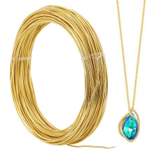 Fio de alumínio para artesanato, 30 m, 1,2 mm, calibre 17, dourado - Fio de metal flexível para confecção de joias, trabalhos manuais, miçangas,