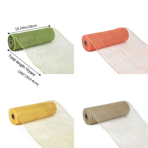 Κορδέλα πλέγματος XCXyan4Deco 10"x30' σε ρολό, πολυμεταλλικό φύλλο, χρυσό πορτοκαλί 2