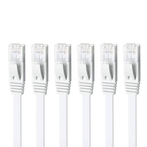 Καλώδιο Ethernet CAT6, συσκευασία 7ft6, λευκό, επίπεδο καλώδιο σύνδεσης δικτύου Internet