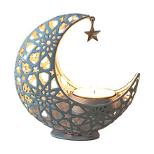Zriyin Mond-Kerzenständer, Metall, romantische Kerzenständer-Dekoration, Weiß