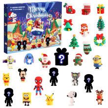 Calendrier de l'Avent de Noël 24 jours, 24 jouets de dessins animés pour enfants et adultes, compte à rebours jusqu'à Noël, décorations et