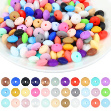 240 bunte Silikon-Linsenperlen (12 mm) für DIY-Schlüsselanhänger, Armbänder, Halsketten und Schmuckherstellung. Kompatibel mit Abakussen.