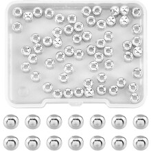 60 runde Abstandshalterperlen aus 925er Sterlingsilber (5 mm Durchmesser), 2 mm Loch, glatte, nahtlose Perlen für die Schmuckherstellung