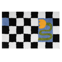 Tapis de bain fleuris, doux et moelleux, à carreaux, tapis de salle de bain floral doux, tapis de chevet décoratif, tapis de sol antidérapant A