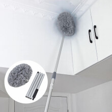 Brosse à toiles d'araignée avec manche télescopique (poils mi-rigides), brosse à toiles d'araignée avec manche - Emballée à la main, légère,