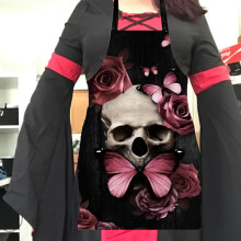 Halloween-schort - angstaanjagend doodskopontwerp, keukenschort voor mannen en vrouwen, feestelijke decoratie, beschermhoes tegen vuil.