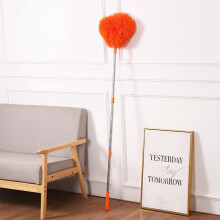 Plumeau rétractable en acier inoxydable à long manche, brosse à dépoussiérer orange pour voiture et maison