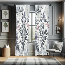 Ambesonne Leafy Art Curtains 2 Panel Set, Muted Forest Leaves Cube, Pair of - 28" x 84", Grey Pink Slate Blue Rose