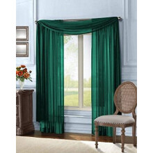 Qutain Linen Solid Viole Voilage Écharpe de Fenêtre Voilage 37 po x 216 po - Vert Chasseur