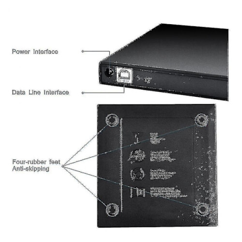 Leitor de CD/DVD externo USB 2.0, preto 2