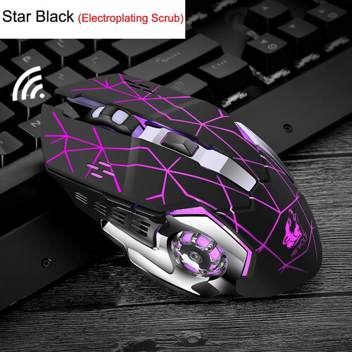 Oggfader Rechargeable X8 Wireless Silent LED Backlit USB Optical Ergonomic Gaming Mouse Black