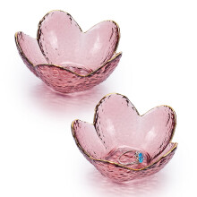 Glass Salad Bowl Fruit Dessert Bowl Cherry Blossom Shape Rosy Brown 88x90x41mm