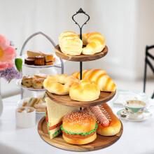 Cupcakestandaard van Duety met dienblad en metalen stang, rustieke houten etagère voor desserts, decoratie voor thuis, theekransje, bruiloft,