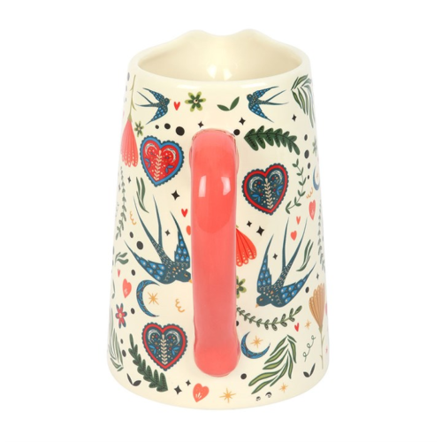 Cream Folk Print Ceramic Flower Jug 2