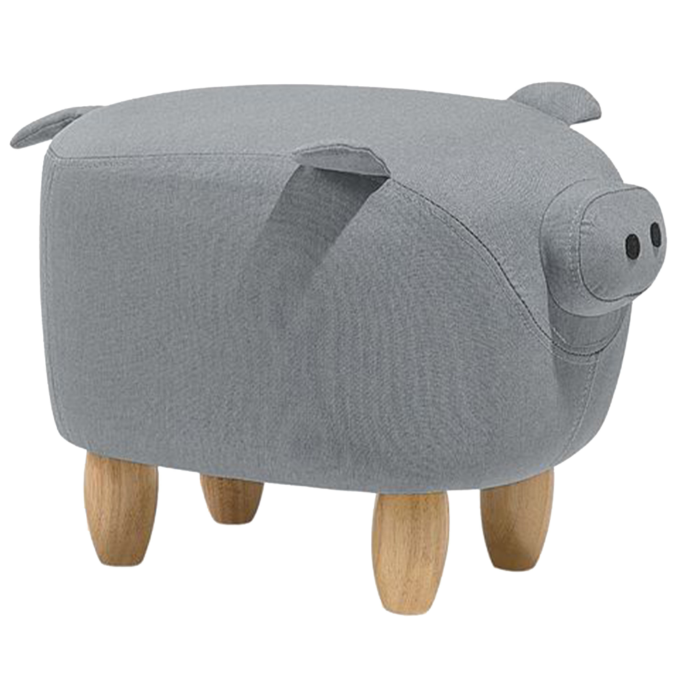 Animal Stool PIGGY Fabric Light Grey Pig