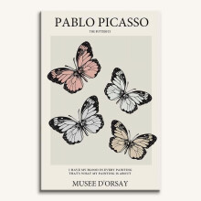 Affiche murale Pablo Picasso, 30 x 45 cm (sans cadre), tableau moderne de papillons pour salon ou chambre