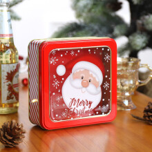 Giyblacko Christmas Candy Tin Box - Cookie Storage Tins with Lids, Square Gold Holiday Containers, compatible with Christmas confectioneries giving
