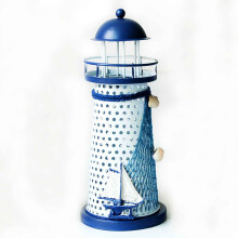 WinysinIron Kerzenständer-Lichtturm-Ornament im mediterranen Stil, Boot, Seevogel, Kerzenhalter aus Zinn, Heimdekoration