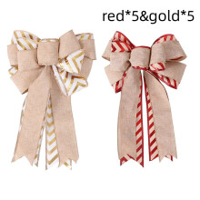 Conjunto de 10 Laços de Juta Listrados para Guirlandas, Portas e Árvores - Artesanato Rústico, Presente, Casamento, Decoração de Outono e Natal