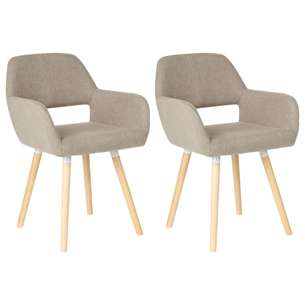 Set of 2 Dining Chairs CHICAGO Fabric Taupe