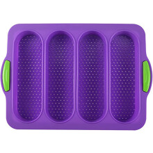 Moule à pain et baguette français, moule en silicone antiadhésif, 30 cm, violet