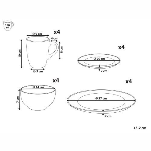 Beliani Set of 16 Dinnerware MARJORAM Porcelain White 2