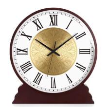 Vintage Mantel Clock 10 Inch Solid Wood Silent NonTicking Desk Clock with Roman Numerals Gold Ornament