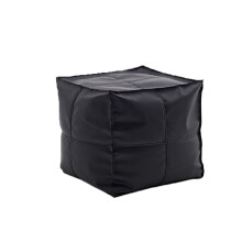 Footstool Ottoman Stool with Padded Seat for Living Room Sofa and Entryway Shoe Changing (Black)
