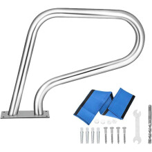 Pool Handrail 304 Stainless Steel with Ergonomic Blue Grip, 440lbs Capacity Swimming Pool Rail