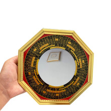 Feng Shui Bagua Mirror Brass Frame Convex Concave Lens for Evil Energy Protection Wall Hanging