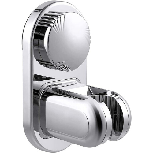 Adjustable Shower Head Holder with Strong Adhesive, NoDrill Wall Mount Bracket, Silver Finish