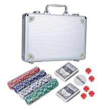 200PCS Poker Chips Set with Cards & Dice in Portable Aluminum Case for Kids & Adults