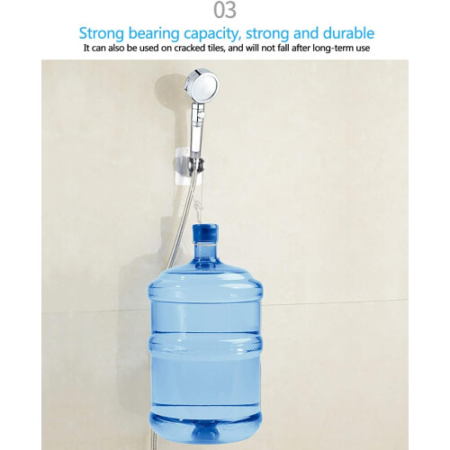 Adjustable Shower Head Holder with Strong Adhesive, NoDrill Wall Mount Bracket, Silver Finish 2