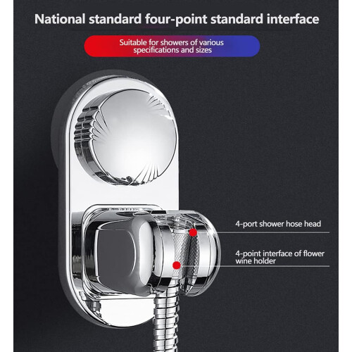 Adjustable Shower Head Holder with Strong Adhesive, NoDrill Wall Mount Bracket, Silver Finish 1
