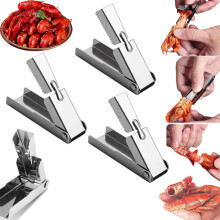 Crawfish Peeler Set Stainless Steel with Automatic Rebound Shrimp Peeler for Easy Shell Removal 3pcs
