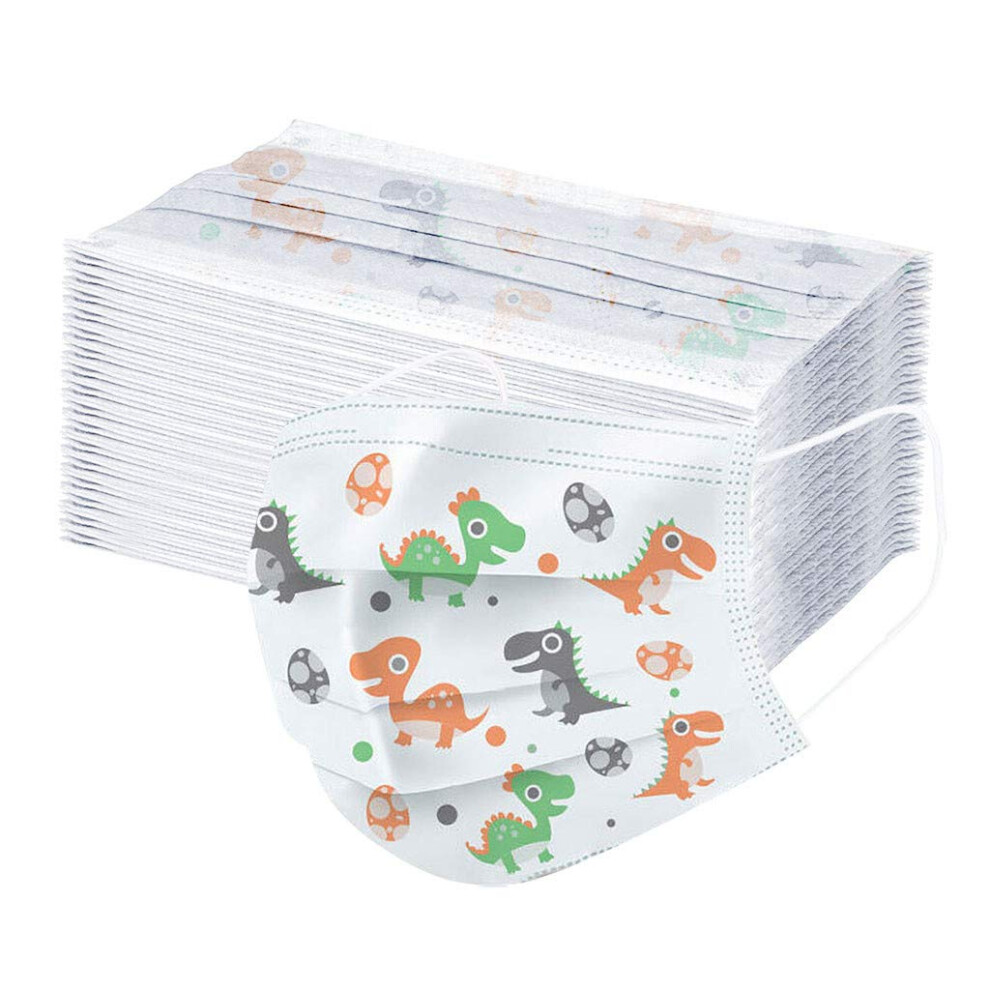 50/100Pcs Cute Dinosaur Kids Disposable Face Mask Breathable 3Layer Cartoon Cover For Children 9113335004603