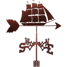 Cast Iron Weather Vane Sailboat Garden Retro Outdoor Wind Direction Indicator Rust Resistant