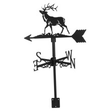 Vintage Iron Elk Weather Vane Outdoor Wind Direction Indicator for Roof and Garden Decor