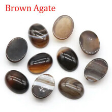 RSAMD 15*20mm Oval Cabochon Beads Flatback Cab Gemstone Polished Jewelry Making DIY-Brown Agate-Only 1PC (Random Pick)
