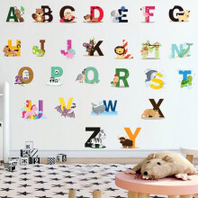 Adesivos de Parede Educativos com Alfabeto Animal Yirtree para Crianças - Decoração para Quarto de Bebê, Adesivos Decorativos Removíveis para