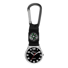 Reloj de bolsillo unisex para mochila con clip, ideal para actividades al aire libre (plateado)