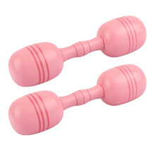Guangmc 1 Pair Children Wooden Dumbbell Gymnastics Props Fitness Dumbbell Exercise Toys for Kids (300g Girls Style Pink)