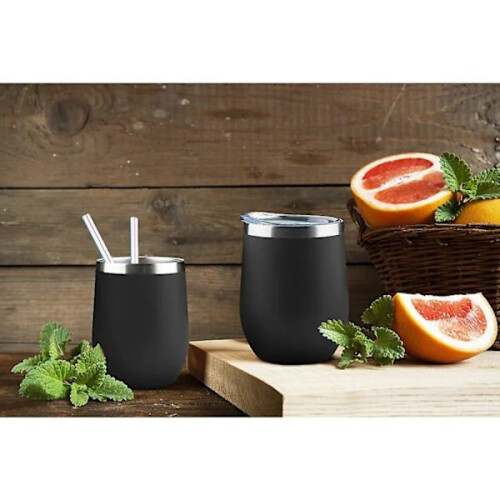 Ποτήρι κρασιού από ανοξείδωτο ατσάλι 12oz με καπάκι, 2 τεμάχια μπλε 2