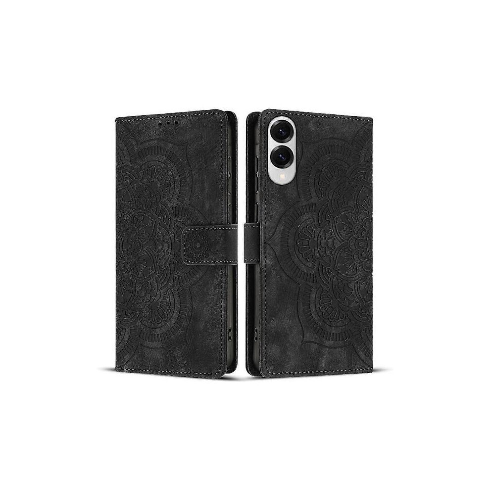 Mandala Embossed Retro Frosted Leather Phone Case-Lingling} For Compatible With Samsung Galaxy S25 Edge 5G Black 9395123842301