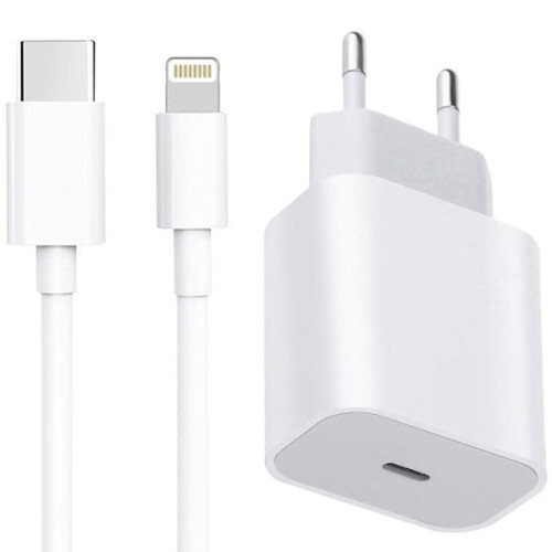 Cable de 1 m de largo + compatible con cargador de iPhone compatible con Apple 11/12/13 USB-C Blanco