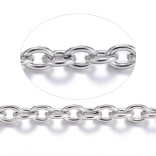 1 Rolle Edelstahl-Kabelketten 304, anlaufbeständig, ungeschweißt, mit ovaler Spule für die Schmuckherstellung, 4 x 3 x 0,8 mm, 25 m (82,02